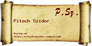 Pitsch Szidor névjegykártya